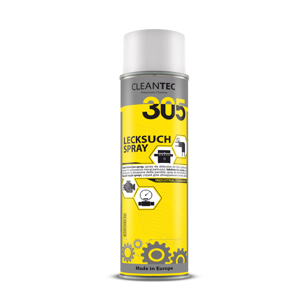 CleanTEC Premium Chemie 305 - Spray zur Leckageerkennung für Gas und Druckluft 500 ml