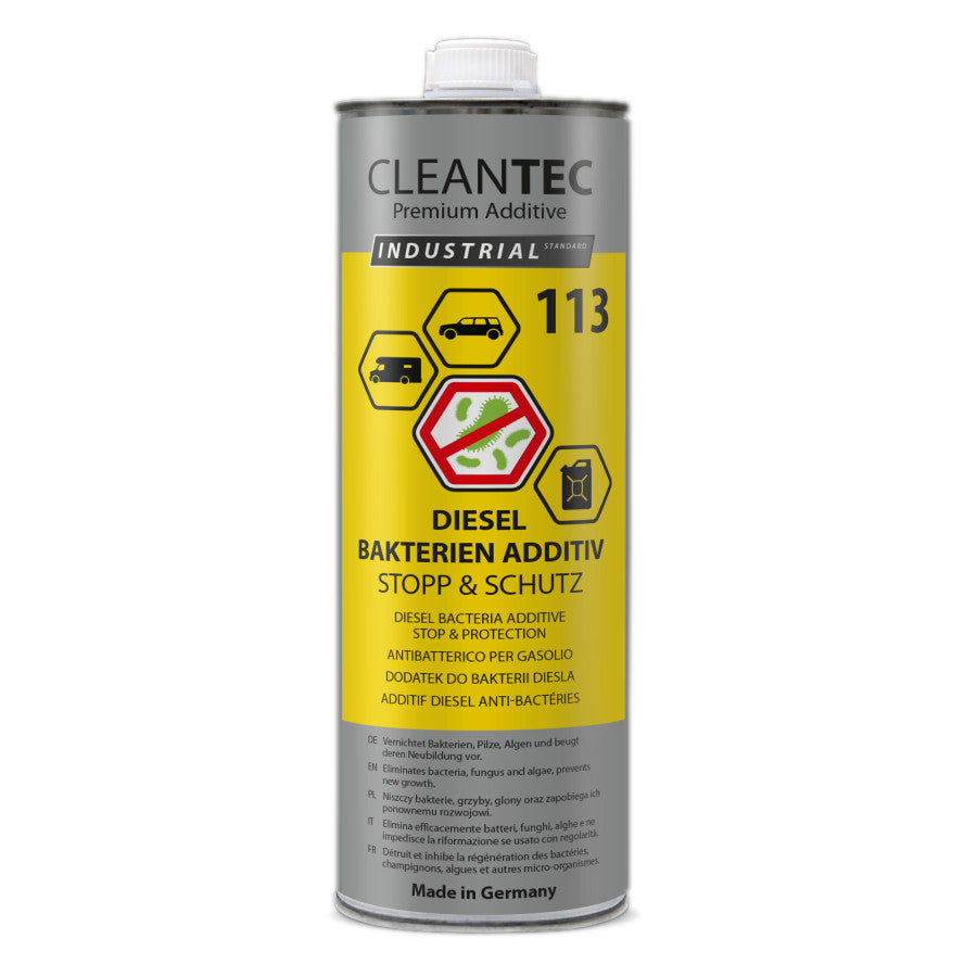CleanTEC Premium Chemie 113 Diesel Bakterien Additiv – STOPP & SCHUTZ - 1000 ml
