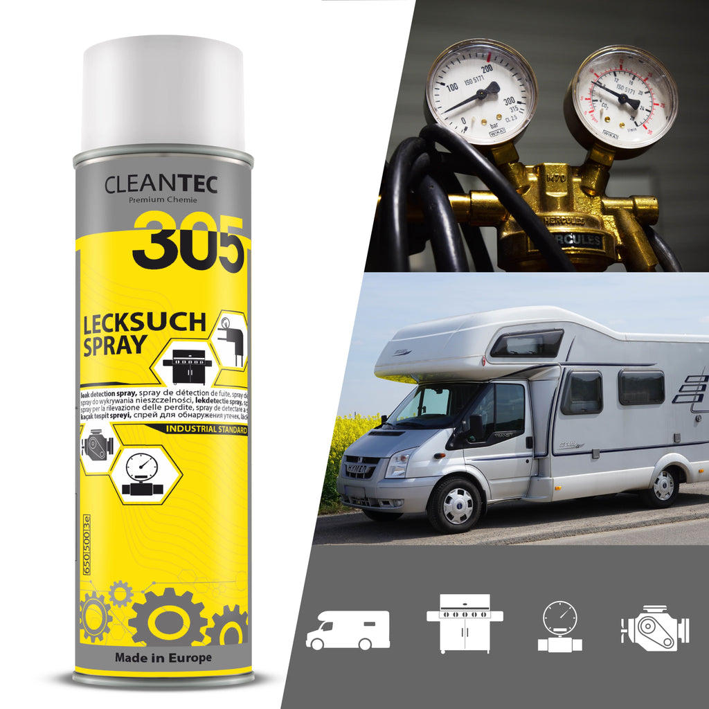 CleanTEC Premium Chemie 305 - Spray zur Leckageerkennung für Gas und Druckluft 500 ml